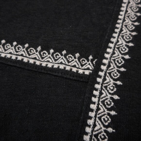 Garnet Hill Women's M Organic Linen Monroe Top Embroidered Black Dolman Sleeve - Picture 7 of 9